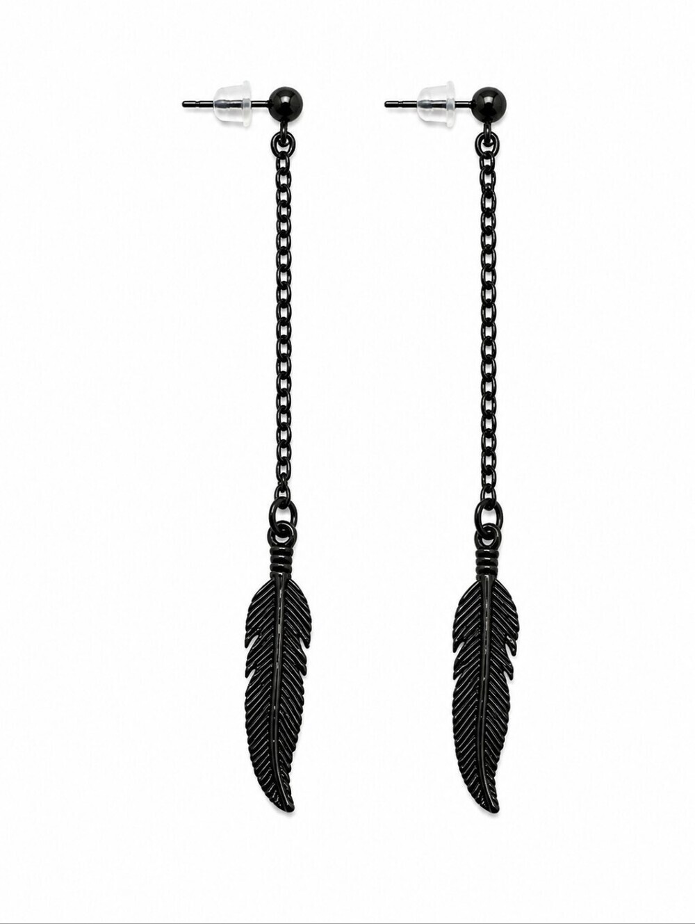 3/$30 Cowboy Core Long Black Feather Chain Drop Post Earrings